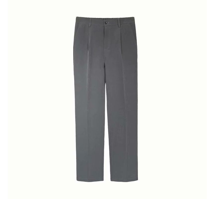 Blueforce - Mid Rise Plain Cropped Tapered Dress Pants