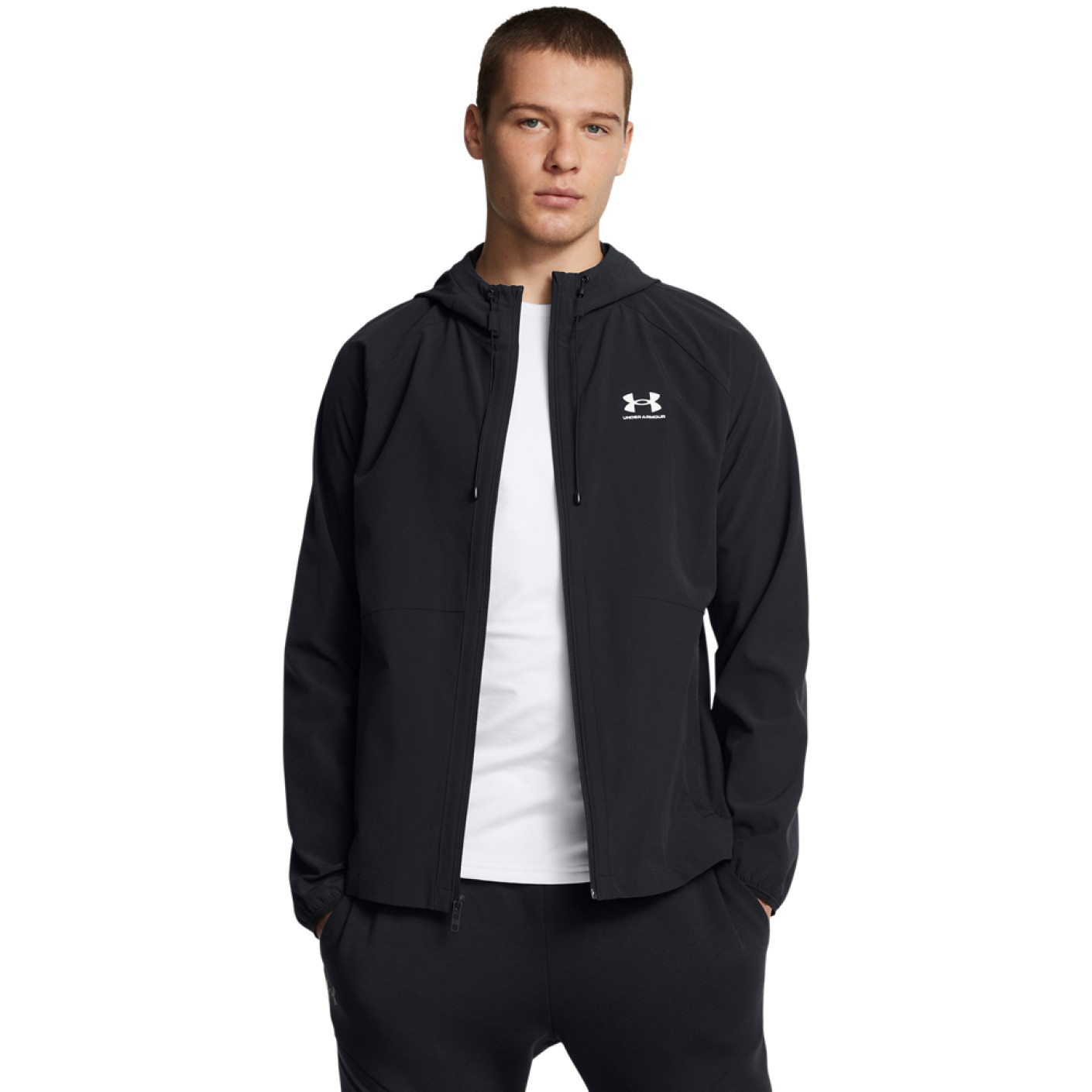 Under Armour Stretch Woven Windbreaker Full-Zip Zwart Wit