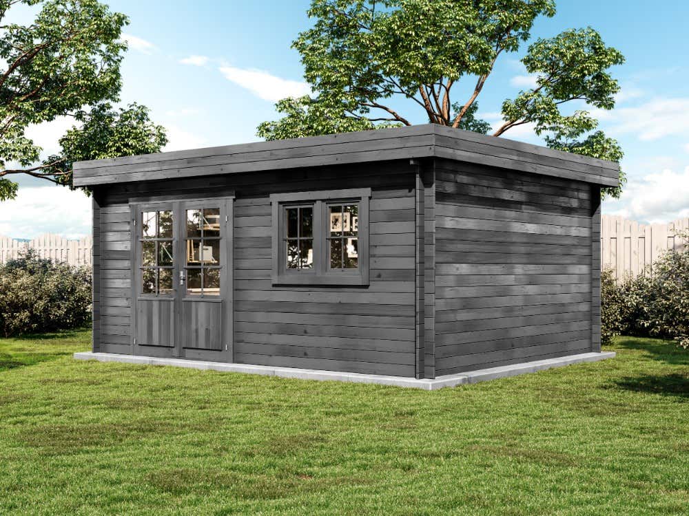 Alpholz Spree-28 B Tuinhuis, Houten Tuinhuis, Wanddikte 28 mm, Blokhut met Montagemateriaal, Natuurlijke Afwerking, 5x4m