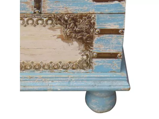 Coffre en bois bleu 50x28x27h