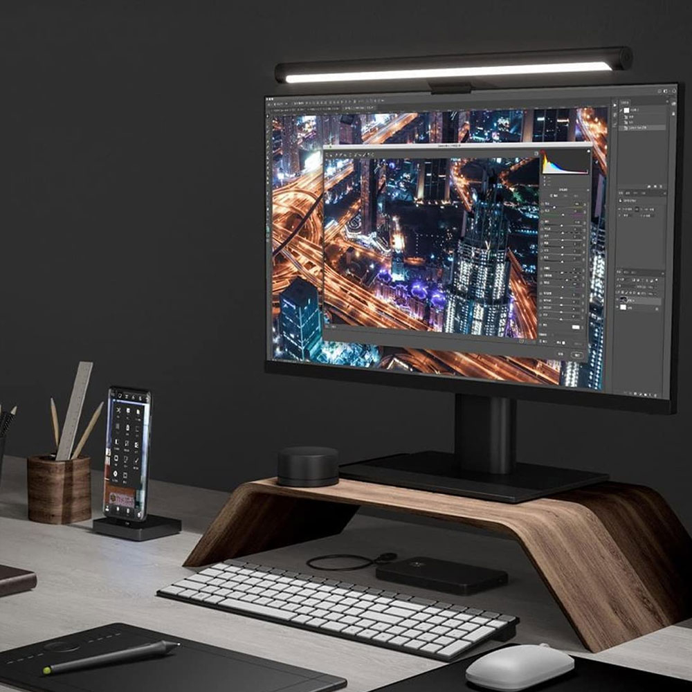 (45cm) 5W Mi Computer Monitor Light Bar LED USB Schreibtisch / PC Lampe Bildschirmlicht   Fernbedienung (BHR4838GL) - Schwarz