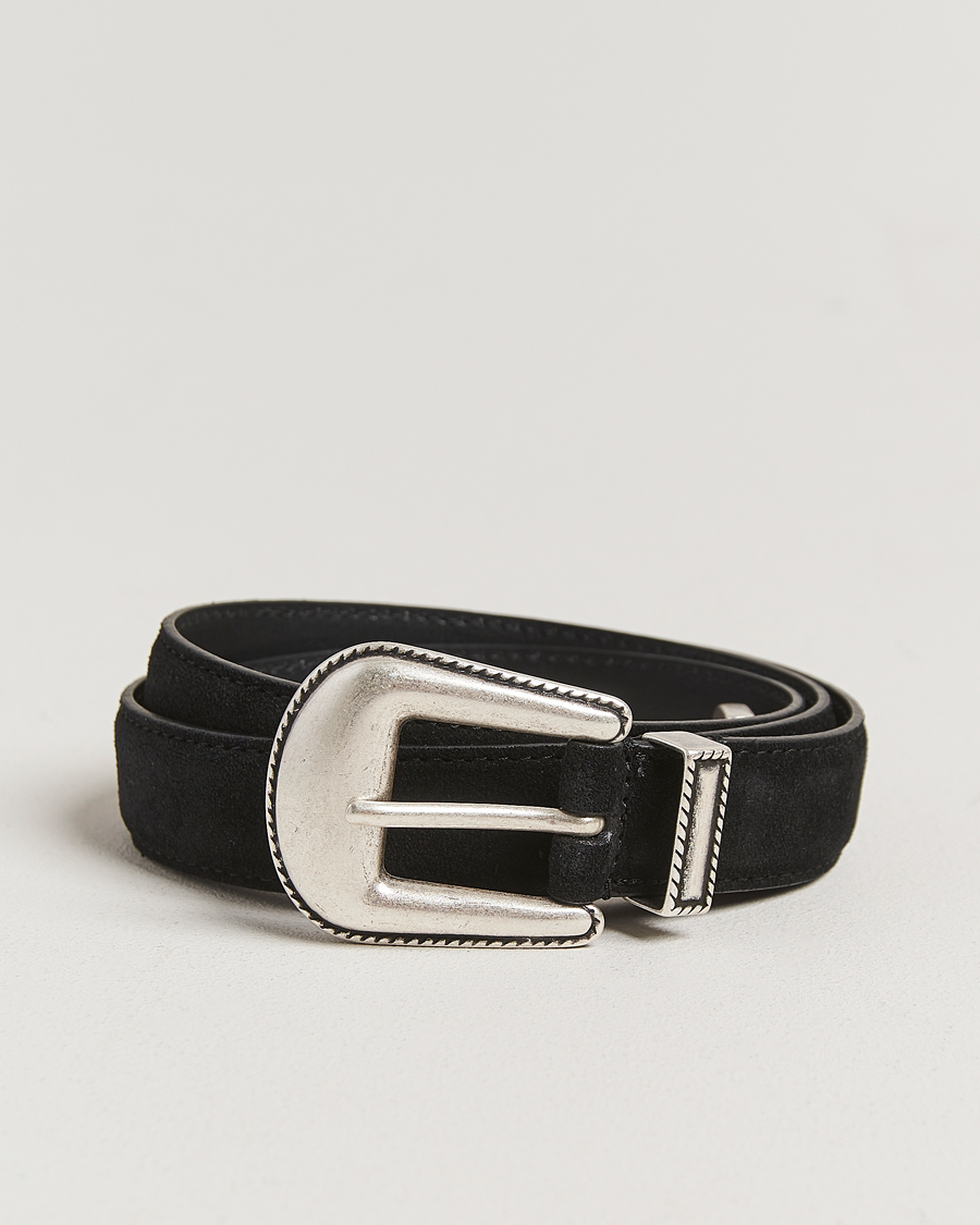 Anderson's Western Suede Belt 2,5 cm Black