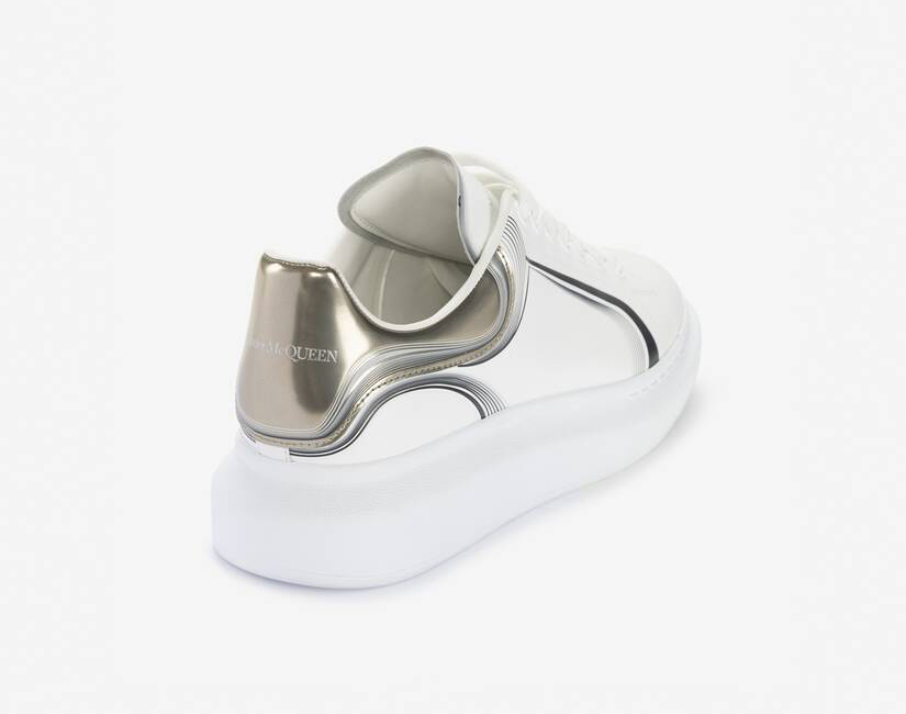 Alexander McQueen Men's Oversized Sneaker in White/vanilla/black