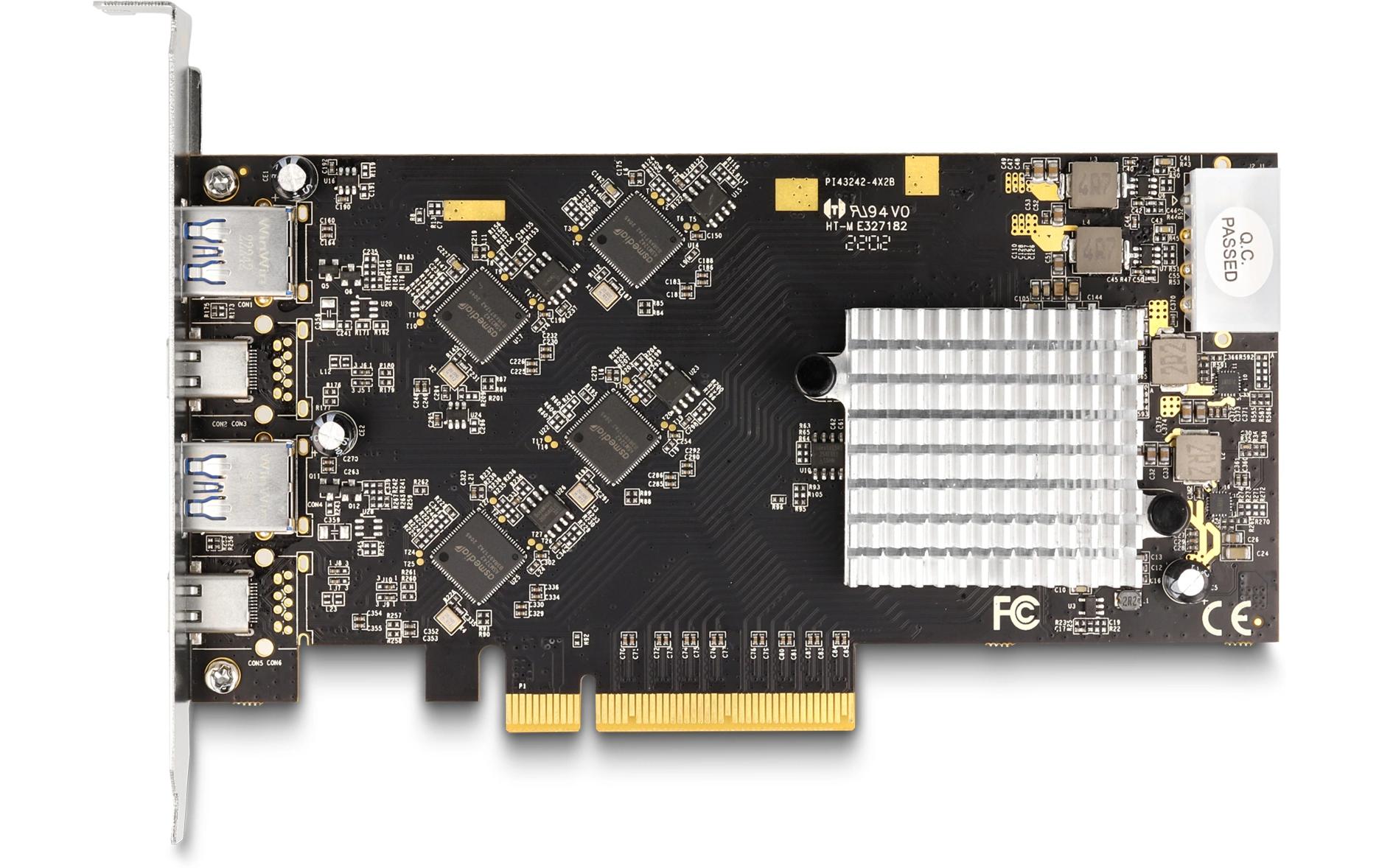 PCI-Express-Karte 2x USB Type-C, 2x USB Type-A<br>PCIe-Schnittstellenkarte mit zwei USB-C und zwei USB Typ-A Ports