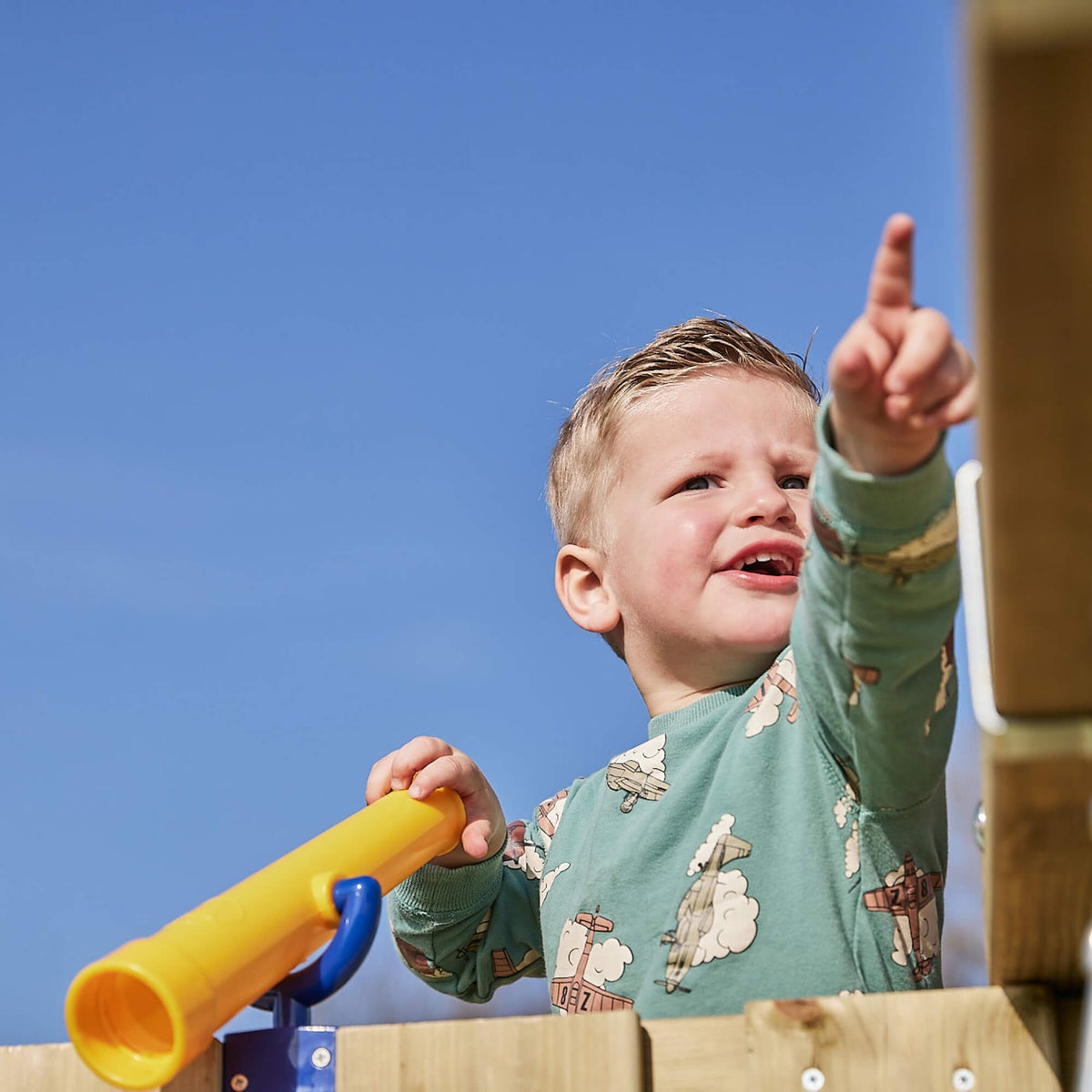 WICKEY Speeltoren Accessoire Telescoop voor Speelhuis, Klimrek of Steltenhuis - Geel