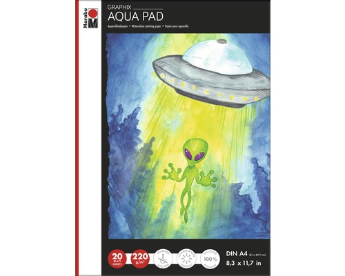 Marabu Aqua Pad GRAPHIX, DIN A4, 220 g/m², 20 vellen