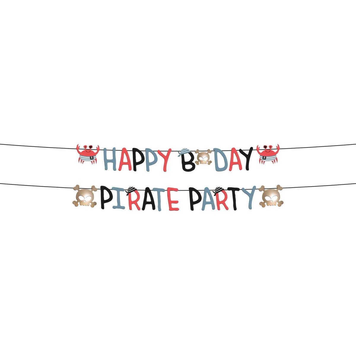 Piraat Letterslinger Happy Birthday 1,5m