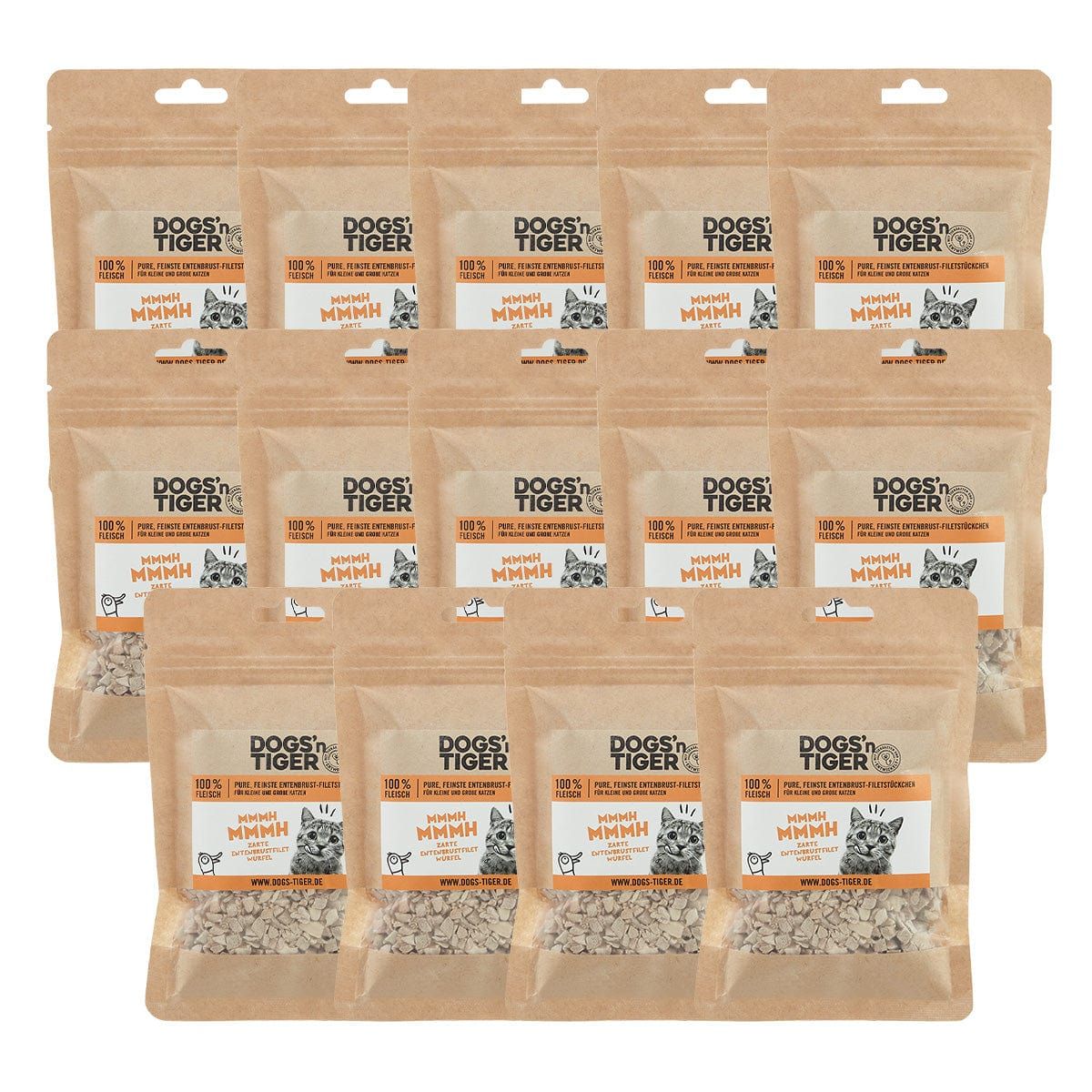 Dogs’n Tiger Adult Katzen Snacks Mmmh mmmh, Leckerlies, 100% Entenbrustfilet