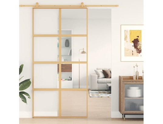 VIDAXL - Porte verre Porte coulissante doré 102,5x205cm verre esg clair et alumin...