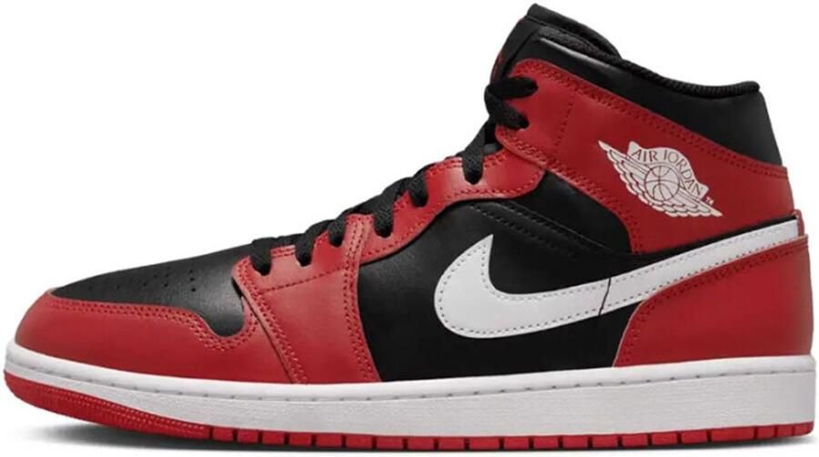 Nike Air Jordan 1 Mid Heren Sneakers � Rood Zwart Wit Doos zonder deksel