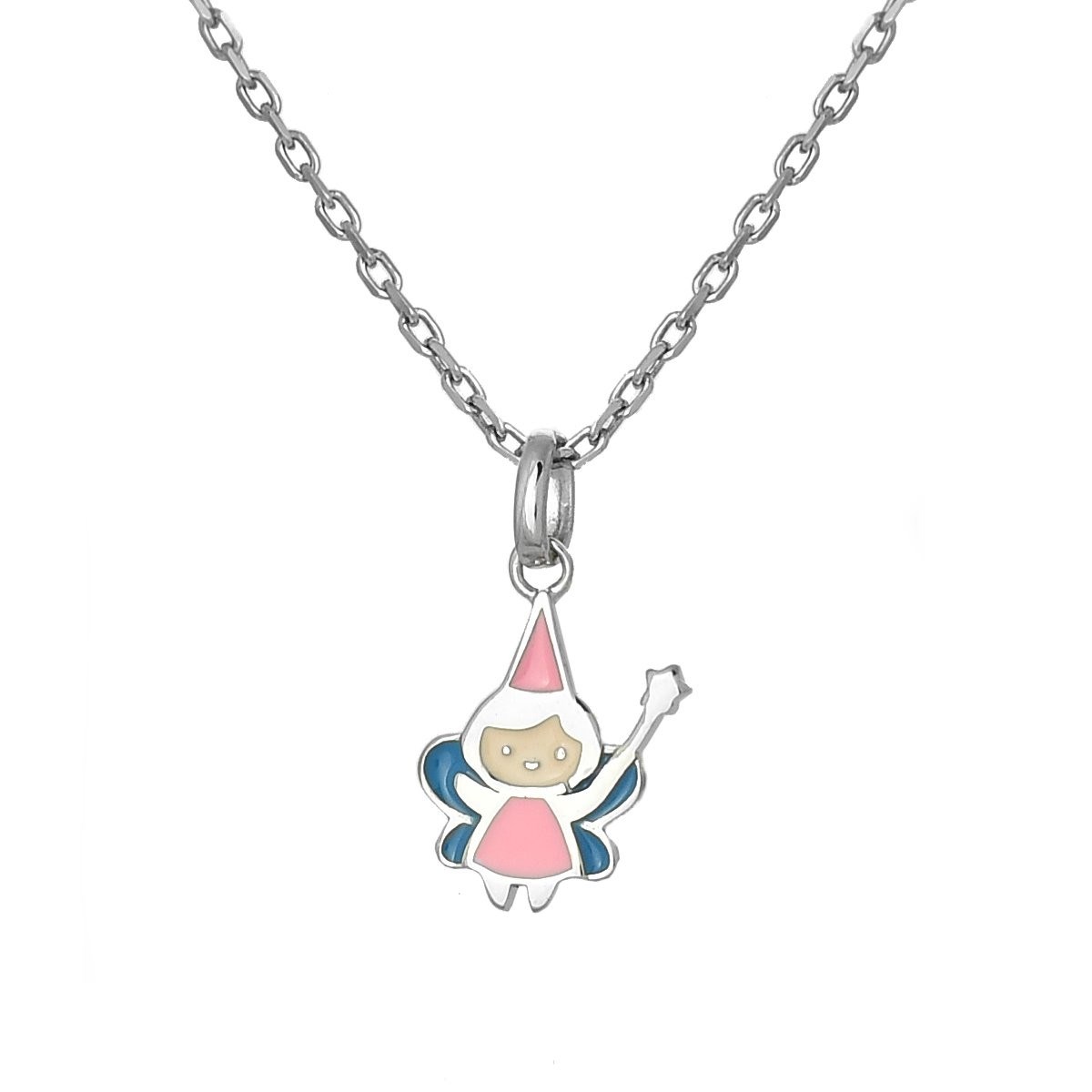 Collier fée émail coloré Argent 925 Rhodié