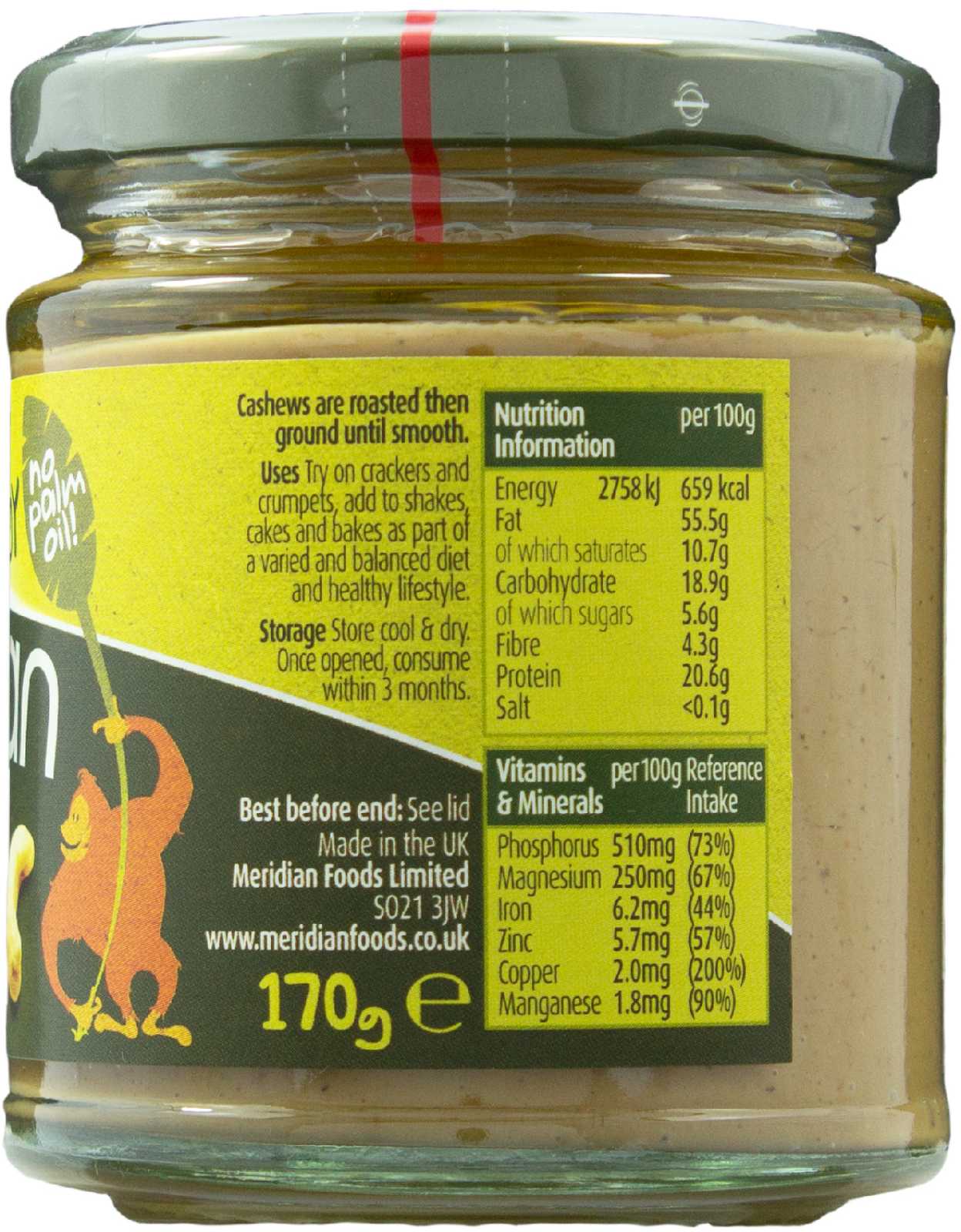 Manteiga de caju Meridian Foods 170g