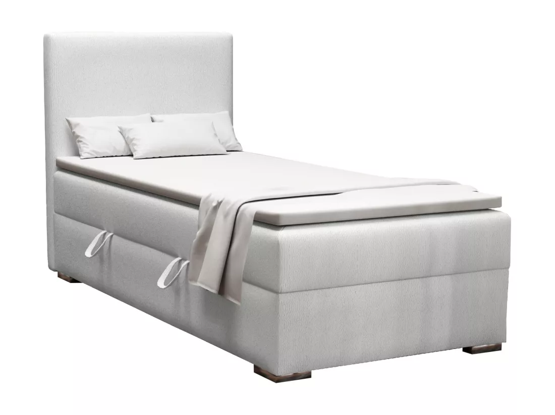 LIT SIMPLE avec topper Kiberg Mini côté gauche, 90x200 cm, Soft 17 (Blanc)