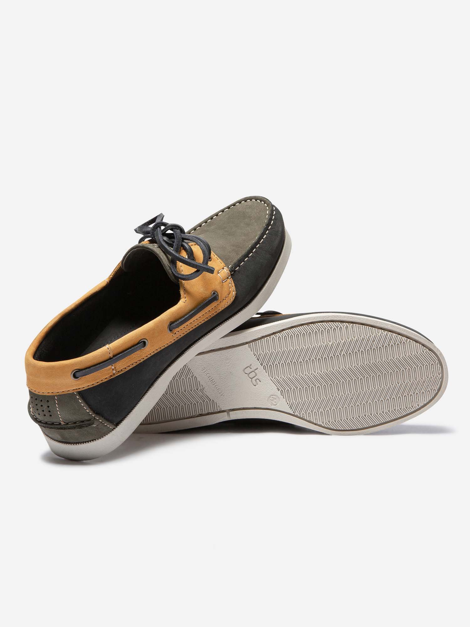 Chaussures Bateau Homme Cuir Marine et Jaune
