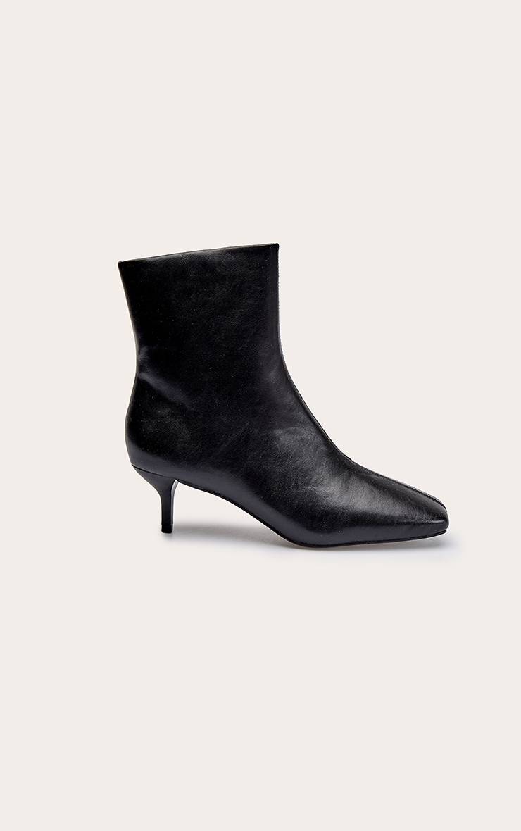 Noir Bottine À Bout Pointu Effilé Talon Chaton En Synthétiquecuir Souple