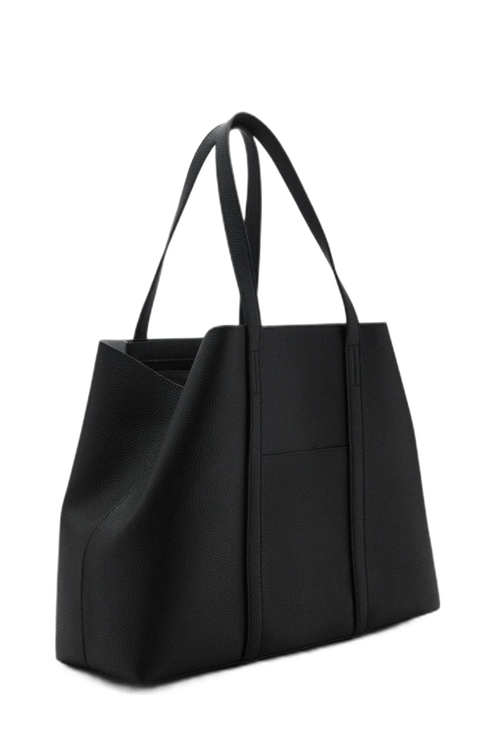 MANGO TEEN imitatieleren shopper zwart