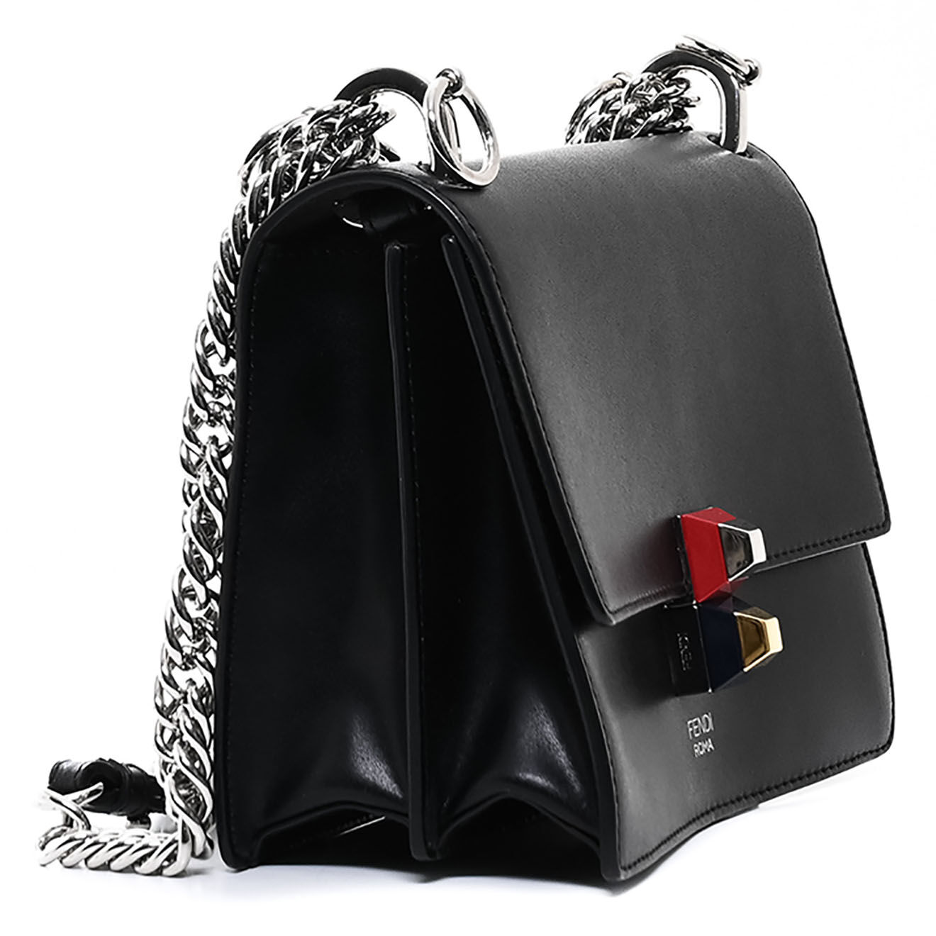 Fendi Sac bandoulière Kan I Petit en Cuir noir - Très bon état - L.18 cm