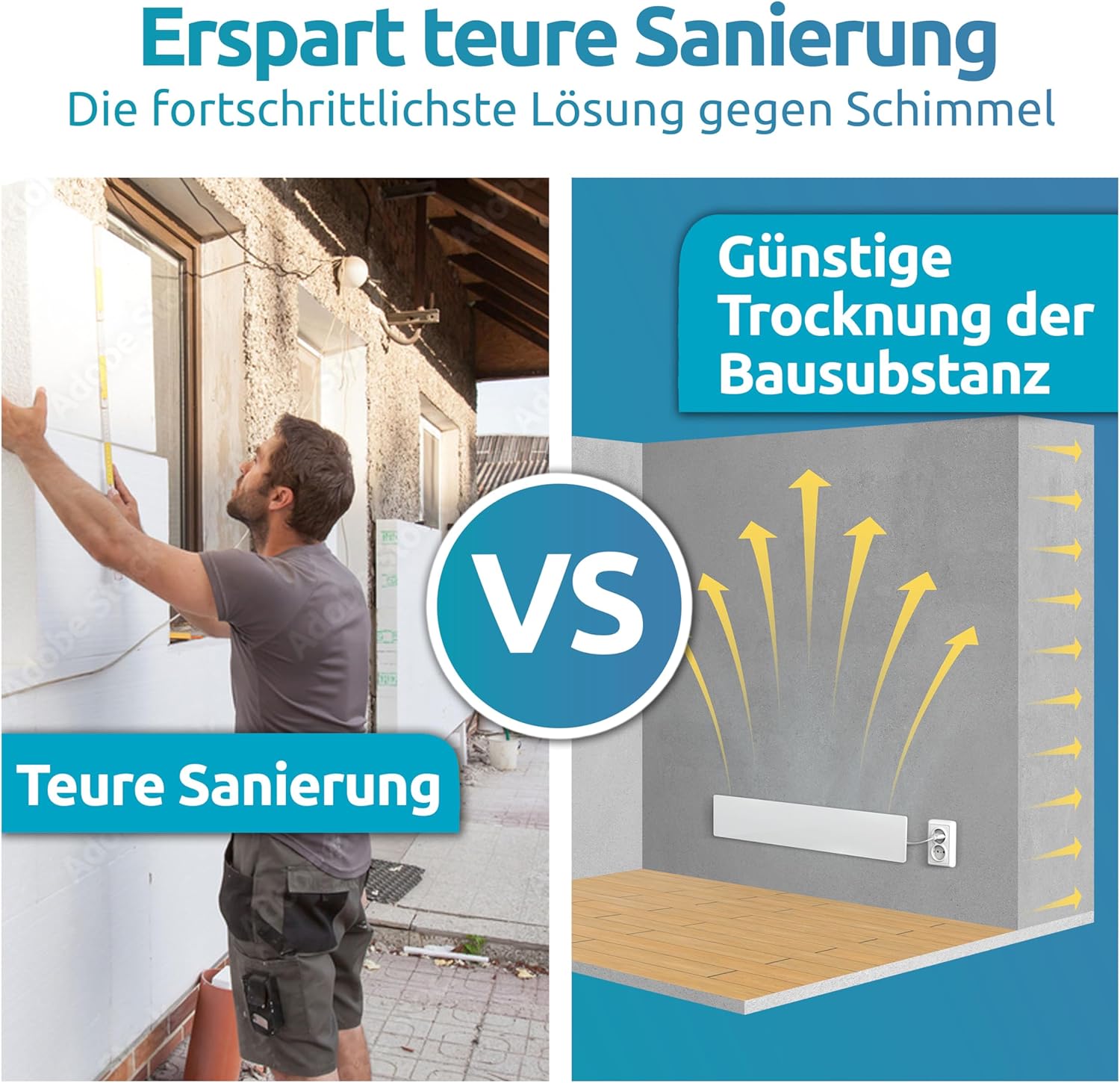 ELIAS Schimmel Dry - Schimmelentferner Wand & Bad -ohne Chemie für immer Schimmelfrei - Die Alternative zum Schimmelspray und zur Schimmelfarbe innen Weiß (2, 1 stück (2er Pack))
