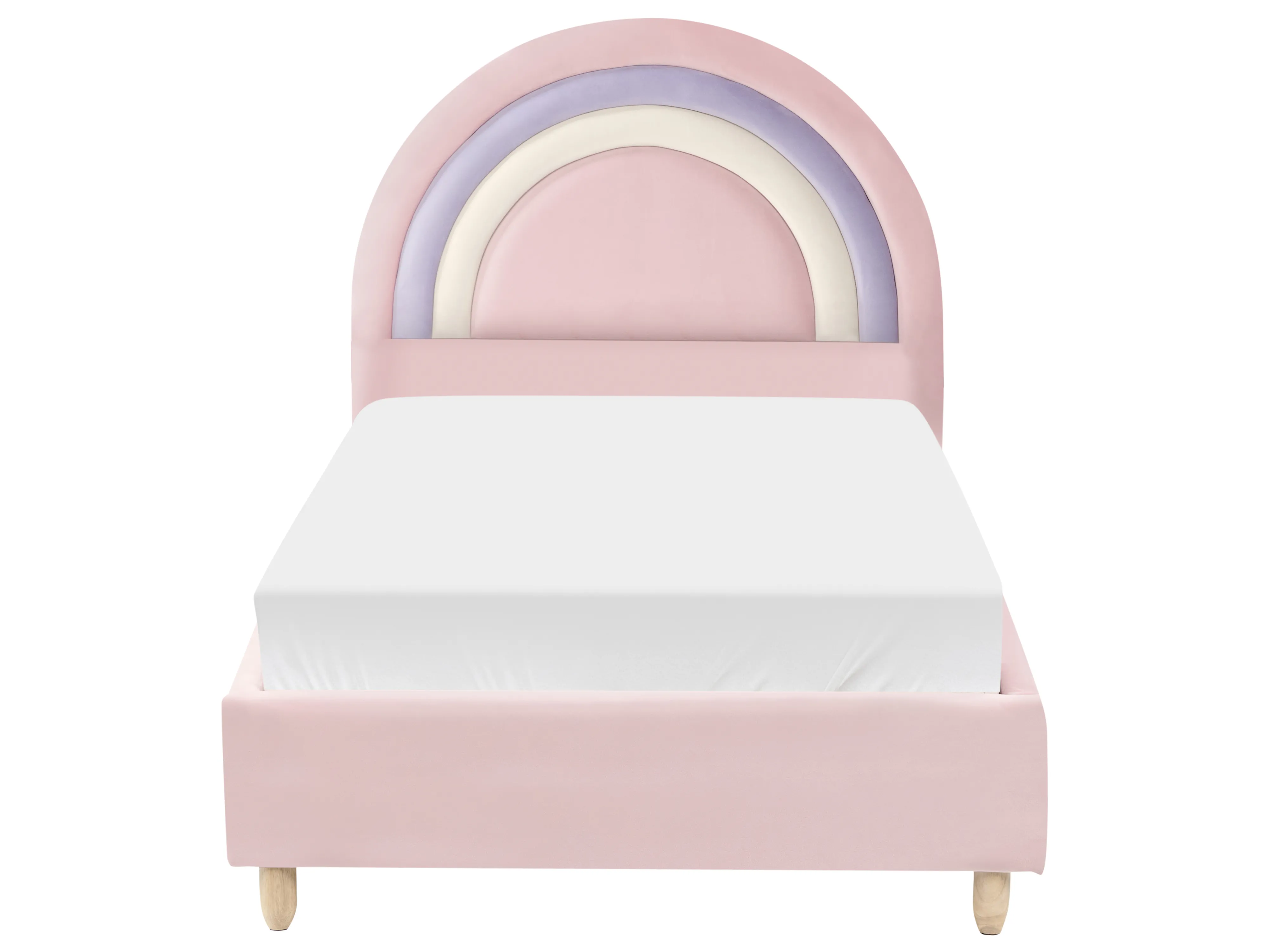 Kinderbed Regenboog Fluweel LANDEILLAU 90 x 200 cm Roze