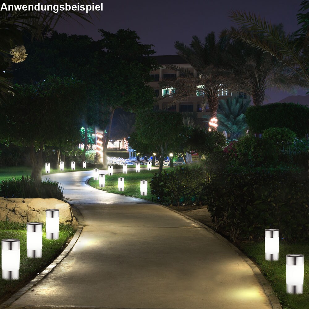 6er Set LED Solar Steckleuchten aus Edelstahl und Kunststoff