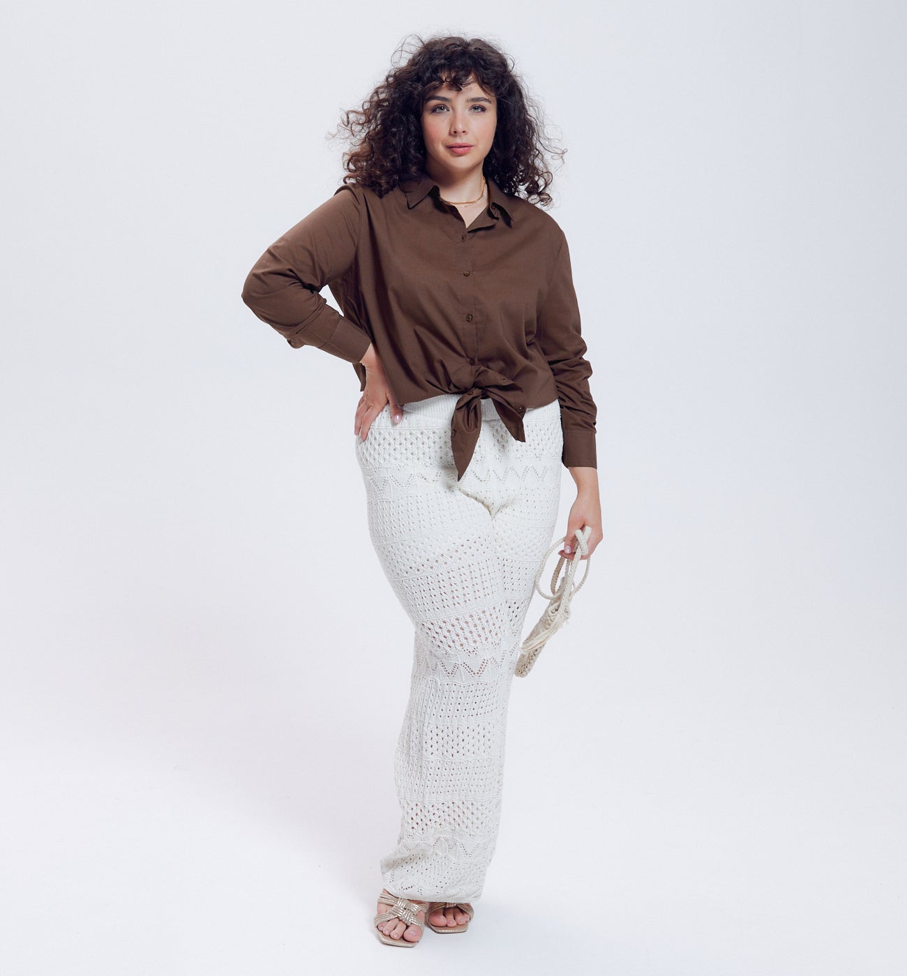 Chemise en coton Femme - Marron moyen