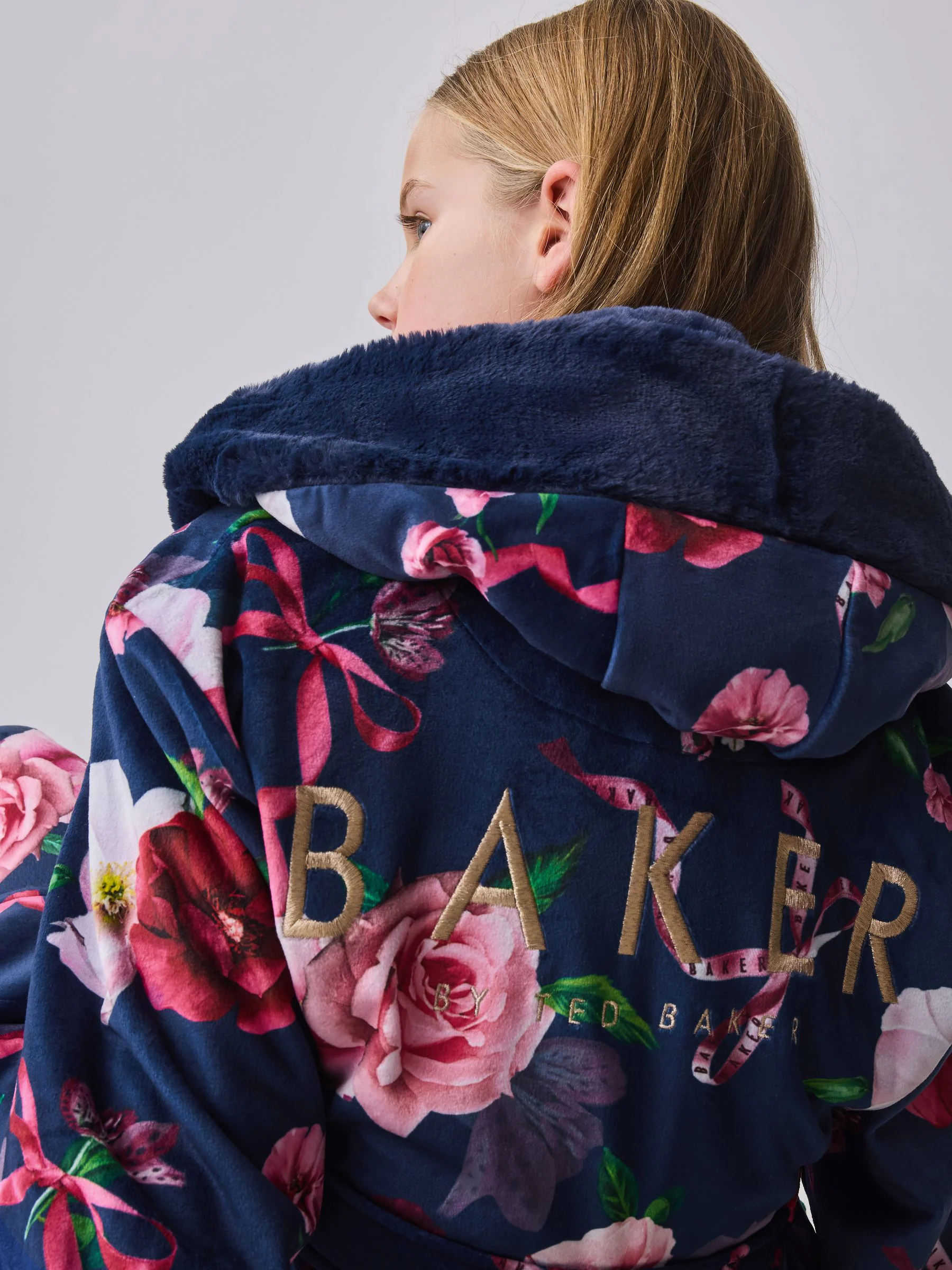 Marineblauw - Baker by Ted Baker All Over Floral Print Robe