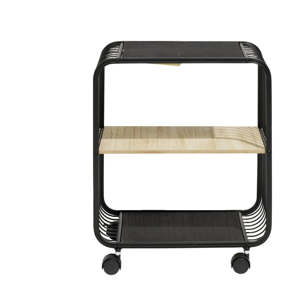 Meuble de rangement à roulettes 1 étagère métal et bois 28x43,5xH52cm