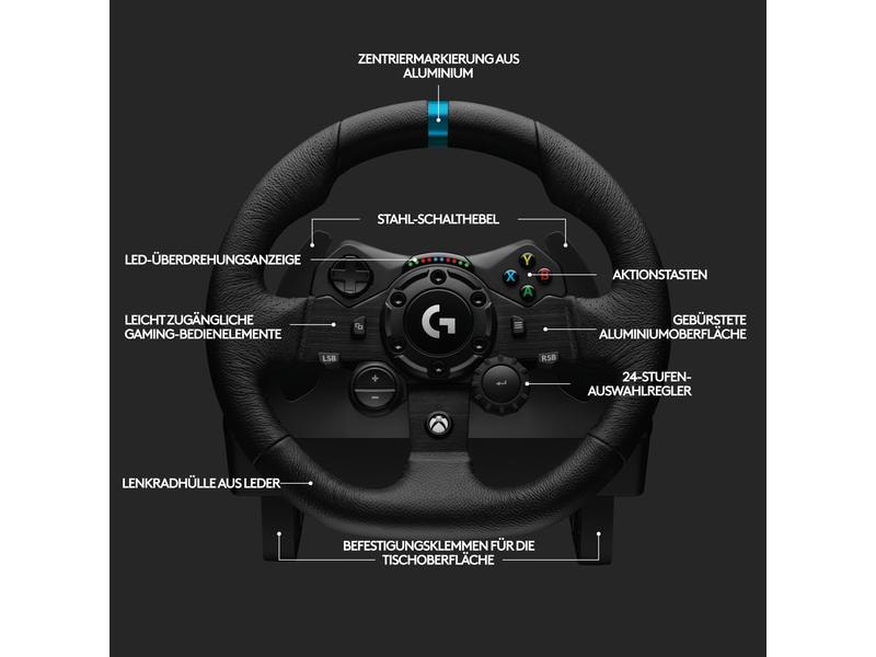 Logitech Lenkrad G923 TRUEFORCE für Xbox One / Series X / P Hochleistungs-Lenkrad- und Pedal-Set für Rennsimulationen