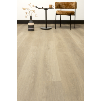 Lundia click PVC Zuiver Ragna rechte stroken lichtgrijs houtlook incl. geïntegreerde ondervloer