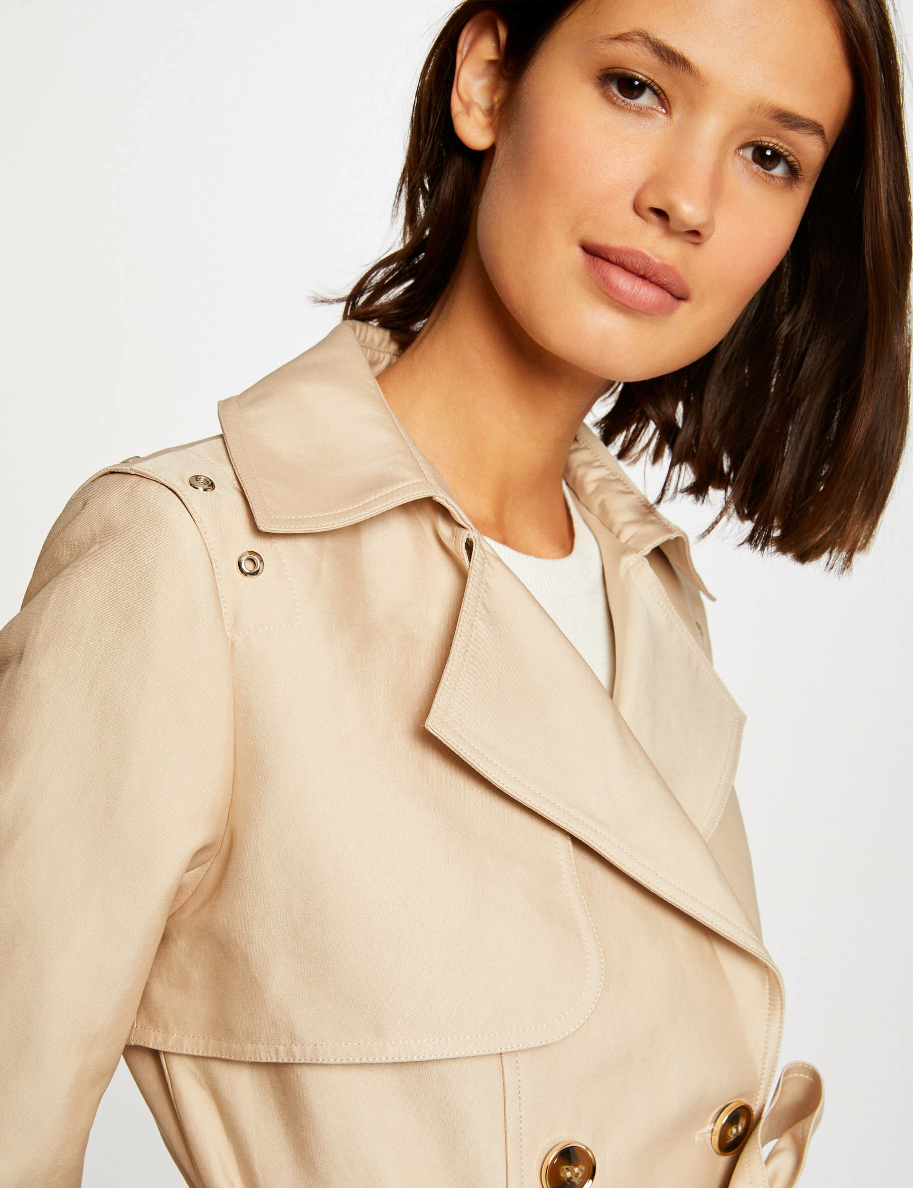 Trench droit ceinturé beige femme - beige