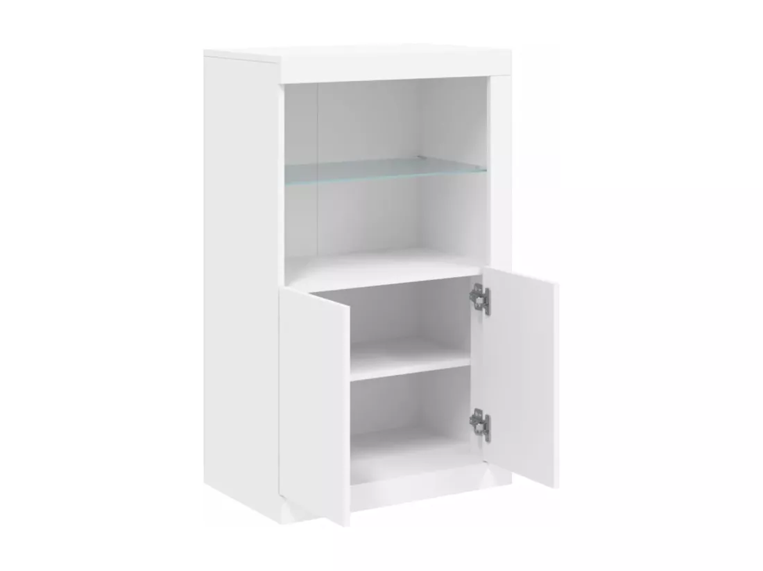 Armoire latérale avec éclairage LED blanc bois d'ingénierie