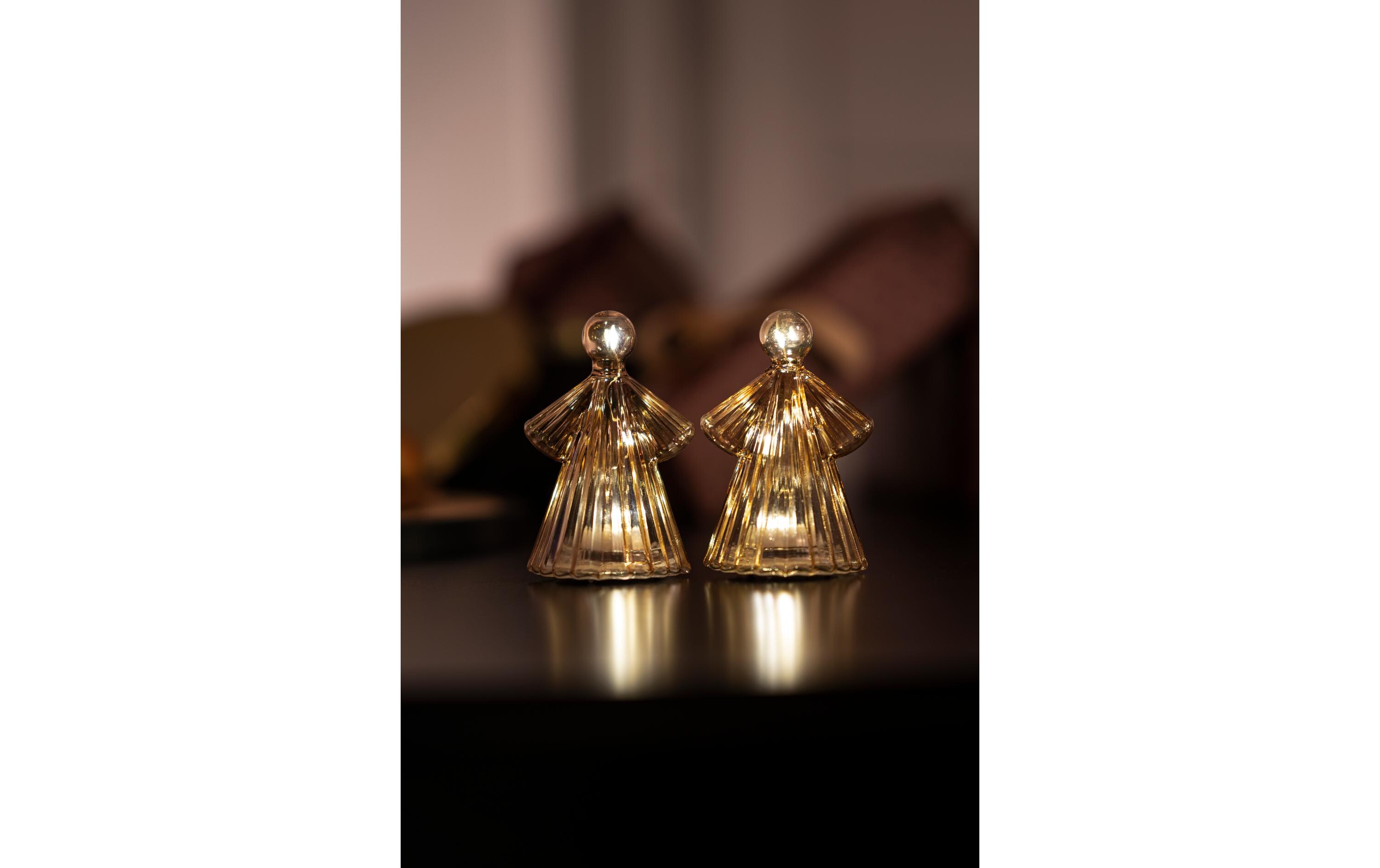 Tischdeko Albert, Ø 6.5 x H 10.5 cm, BraunWeihnachtliche LED-Dekoration 2-er Set