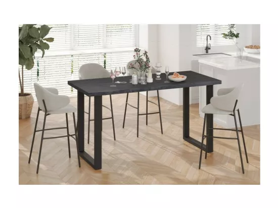 Table à manger haute EDWAR longueur 180cm en décor brun foncé, idéal pour une salle à manger conviviale