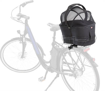 Trixie honden fietsmand Eva achterop Zwart met kussen en kap 48X29X42 cm