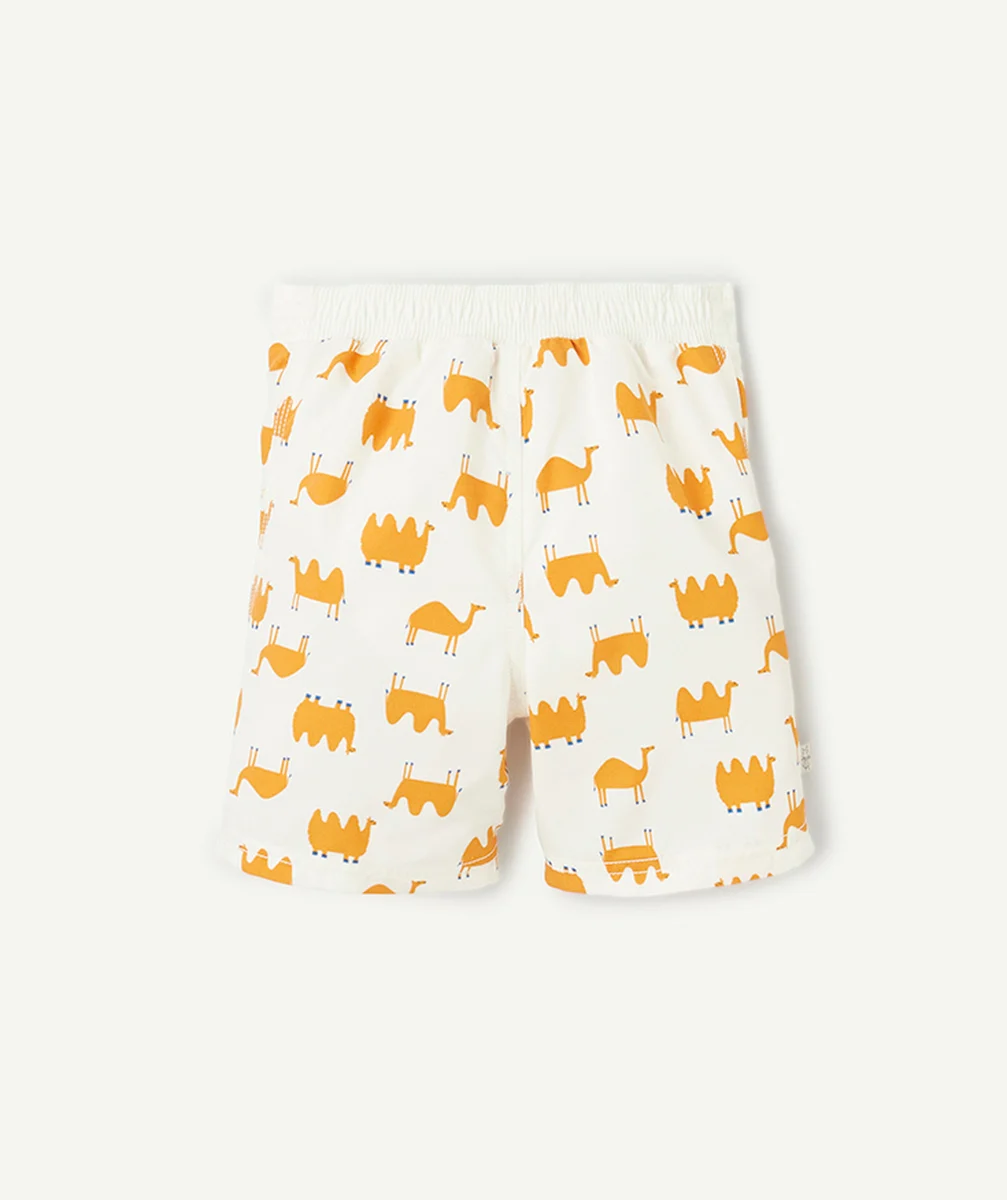 LASSIGSHORT DE BAIN ANTI-UV BÉBÉ GARÇON BLANC AVEC IMPRIMÉ ANIMAUX