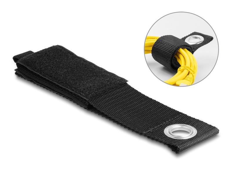 Delock Klettkabelbinder Schwarz 435 mm x 50 mm Delock Strapazierfähiger Klettgurt mit Befestigungsöse L 435 x B 50 mm schwarz 5 Stück