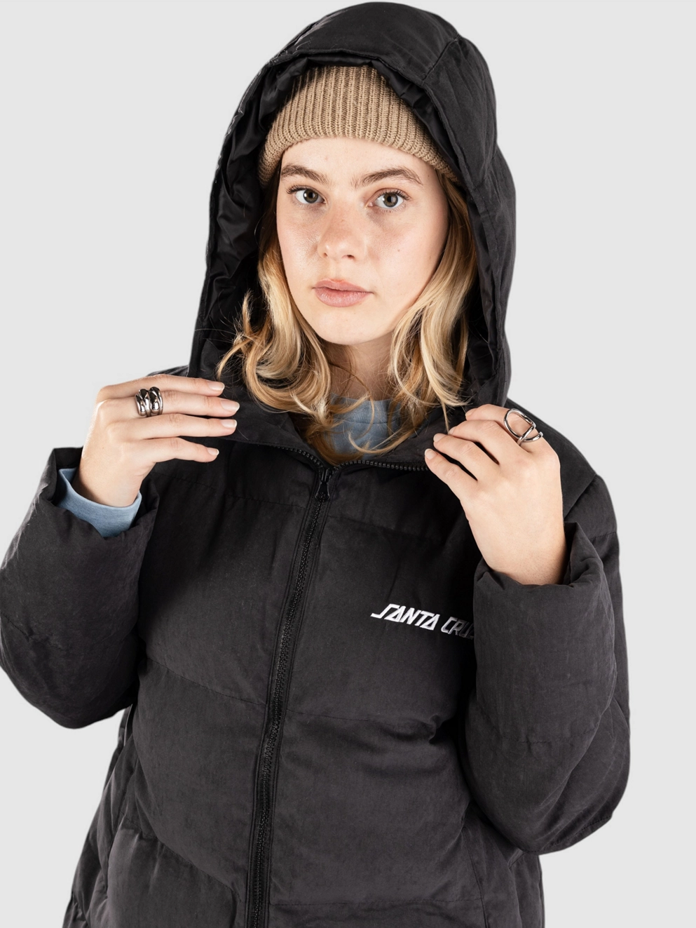 Santa Cruz Strip Long Quilted Jacket black