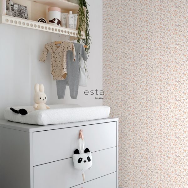 Estahome Bloementjes Behang III - 0,53 x 10,05 m - Beige