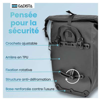Sacoche Velo arrière 2-en-1 en TPU - Etanche  Légère et Universelle pour Porte-Bagage.