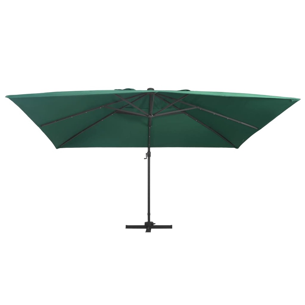 Parasol déporté avec lumières led aluminium 400 x 300 cm vert