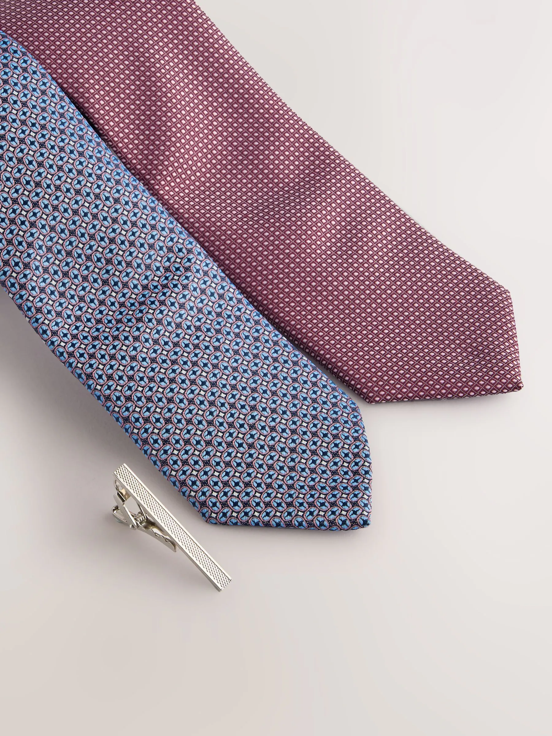 Lichtroze/Lichtblauw - Textured Clip Ties 2 Pack