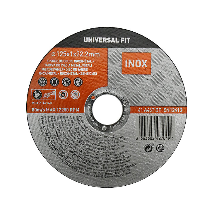 Disque de coupe métal/inox 125x1x22,2 mm Universel fit
