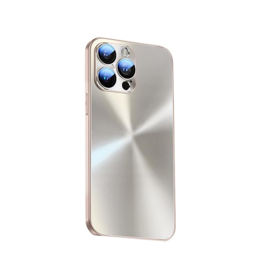 iPhone 15 Hybrid Hülle TPU Bumper Laser Hologramm Design mit Kameraglasschutz - Champagner