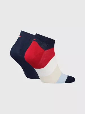 Conjunto de 2 pares de meias esportivas listradas multicoloridas