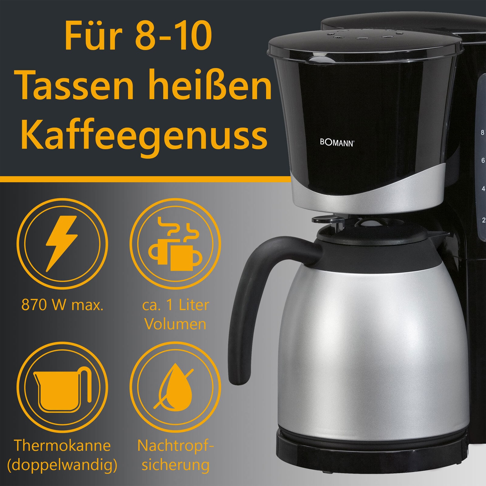 BOMANN Thermo-Kaffeeautomat KA 168 CB 870 Watt schwarz