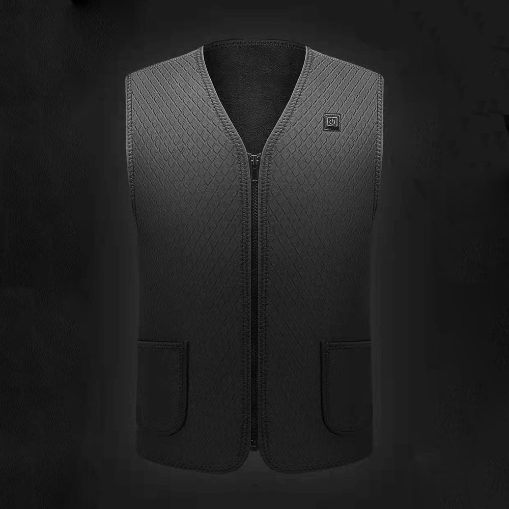 (Gr. S) Beheizbare Winter Outdoor Weste USB Wärmejacke - Schwarz