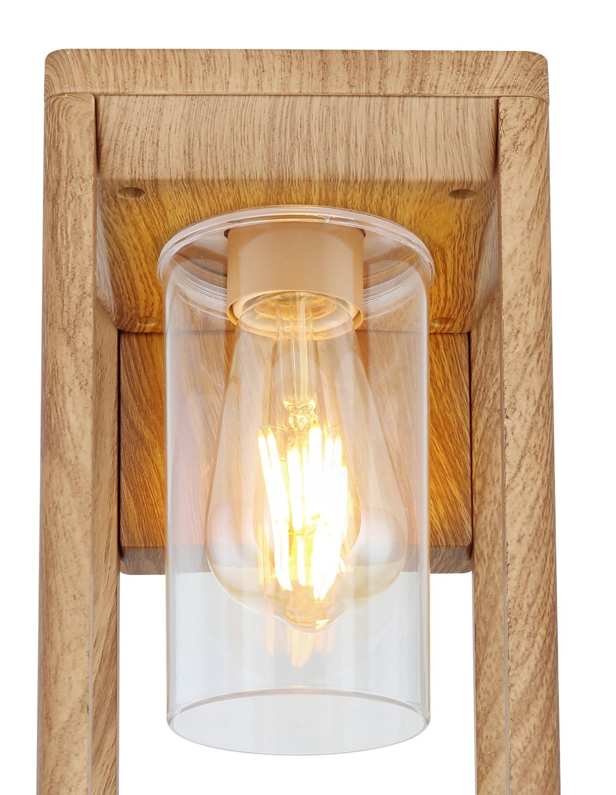 Außenwandleuchte - Holzoptik - Aluminium - 27 cm hoch