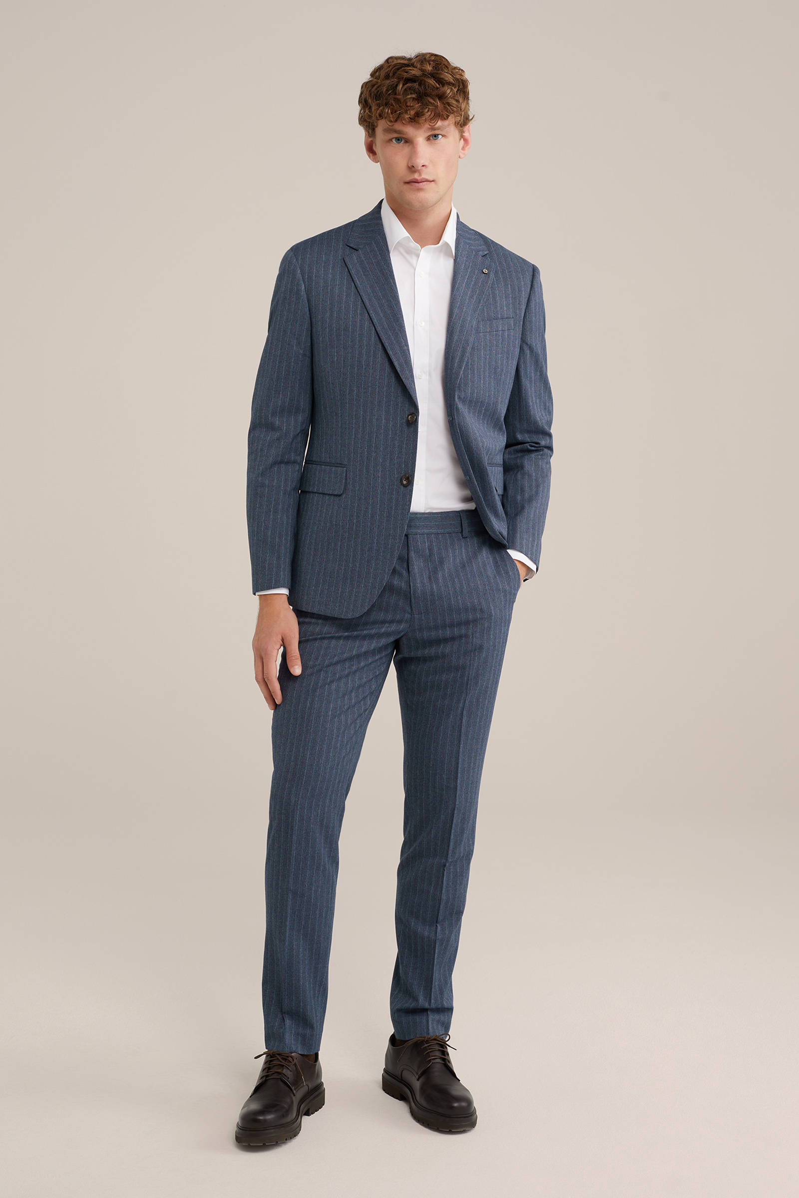 WE Fashion slim pantalon grijsblauw