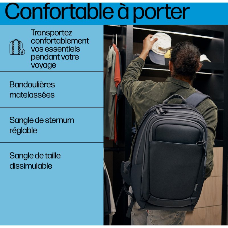 HP Sac à dos pour ordinateur portable Travel Plus 30L 17 pouces