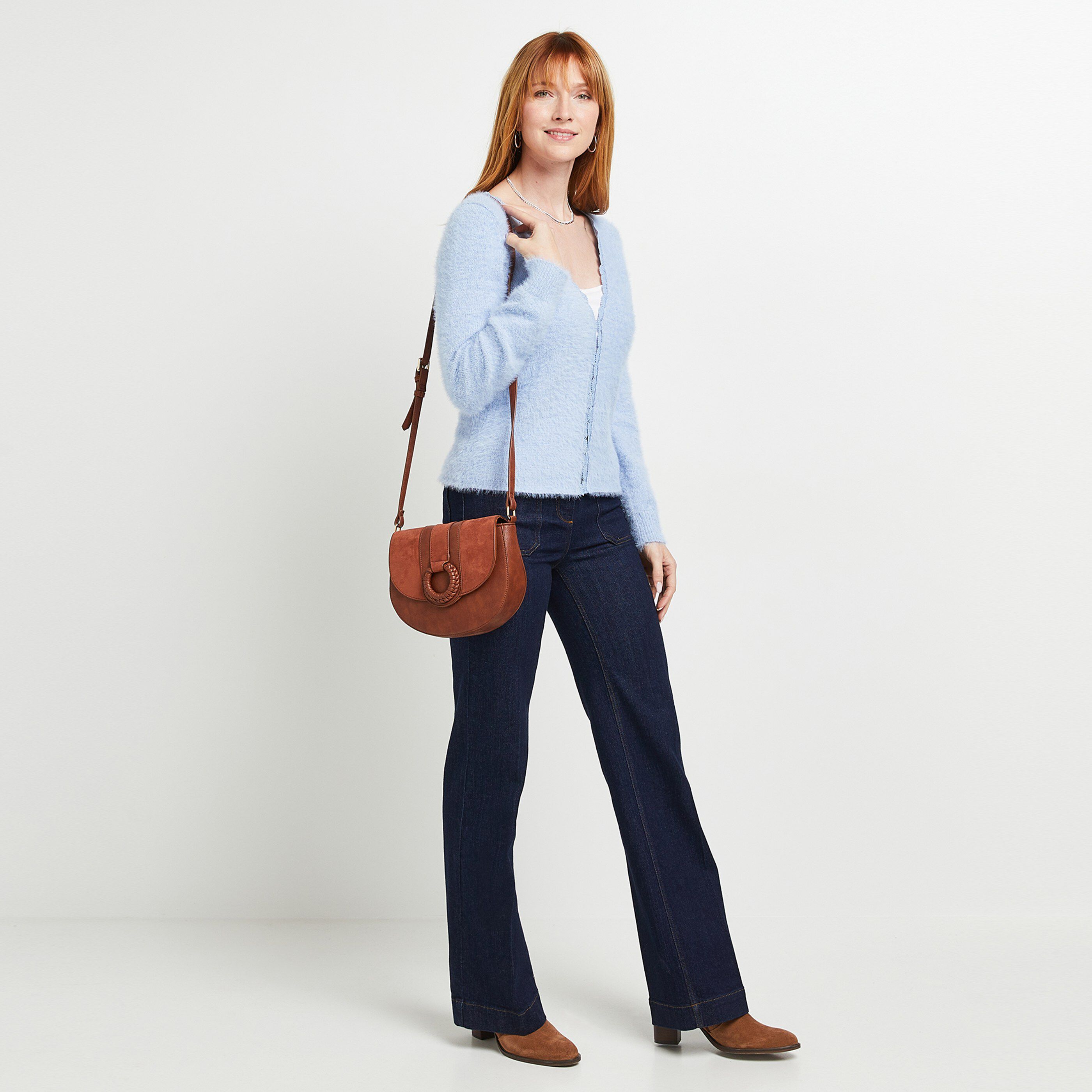 Gilet réversible en maille douce femme - BLEU CLAIR